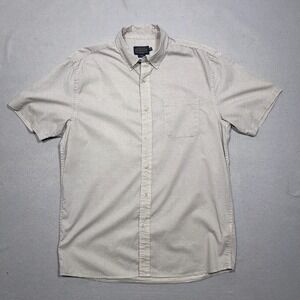 PENDLETON Shirt Men Medium Beige Fitted Cotton Long Sleeve Cotton Slim Geometric